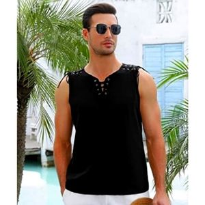 KOJOOIN Men's Tank Top Shirts Casual Sleeveless Beach Hippie Tops Bohemian